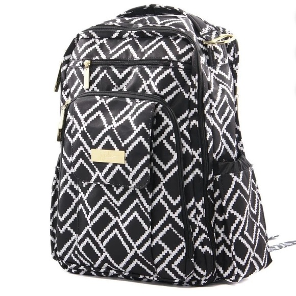 JUJUBE Be Right Back Diaper Bag Backpack - My Empress Black & White - Picture 1 of 16